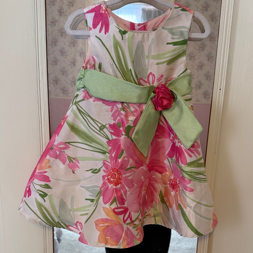 George Pink and Green Floral Kids Dress